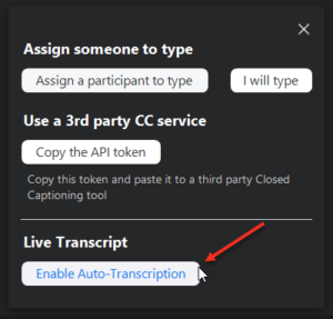 enable auto-transcription